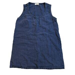 Linenbee Womens 100% European Linen Blue Tunic Tank Small Lagenlook Minimalist
